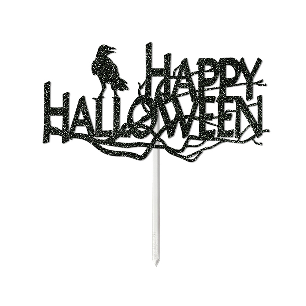 'Happy Halloween' with Raven Glitter Cake Topper